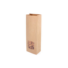 Pastry bag Brown with PE barrier and window 80x50x240 mm, 50-pack