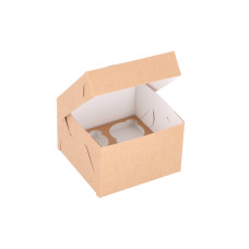 Cupcake box for 4 cupcakes with custom-made insert 150x150x100  mm Brown (10-pack)