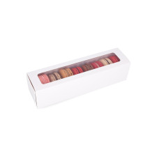 Macaron box with window 200x50x50 mm White (100-pack)