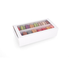 Macaron box with window 200x100x50 mm White (100-pack)