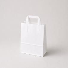 Paper bag with flat handles in kraft paper 220x100x180 mm white (250-pack)