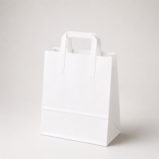 Paper bag with flat handles in kraft paper 260x120x350 mm white (250-pack)