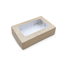 Quick Cake Box 230x150x50 mm window natural brown (15-pack)