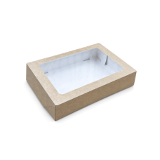 Quick Cake Box 260x190x60 mm window natural brown (15-pack)