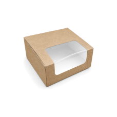 Quick Cake Box 132x132x66 mm window natural brown (25-pack)