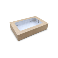 Quick Cake Box 190x130x50 mm window natural brown (15-pack)