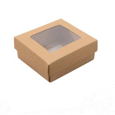Sober-series box and lid window 78x82x32 mm natural brown (100-pack)