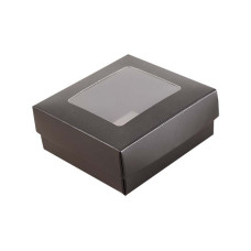 Sober-series box and lid window 78x82x32 mm black (100-pack)