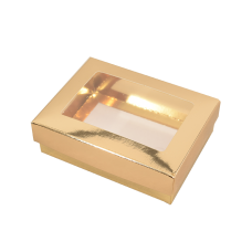Sober-series box and lid window 112x82x32 mm gold (100-pack)