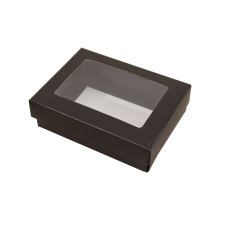 Sober-series box and lid window 112x82x32 mm black (100-pack)