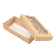Sober-series box and lid window 159x78x32 mm natural brown (100-pack)