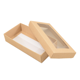 Sober-series box and lid window 159x78x32 mm natural brown (100-pack)
