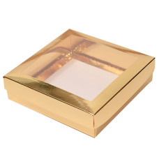 Sober-series box and lid window 125x125x32 mm gold (100-pack)