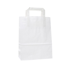 Paper bag with flat handles in kraft paper 180x80x220 mm white (500-pack) Paper bag with flat handles in kraft paper 180x80x220 mm white (500-pack)