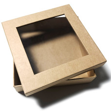 Regent Box with window 125x125x30 mm natural brown