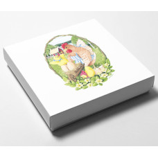 Box with lid Easter motif Chicken, 125x125x25/20 mm (100-pack)