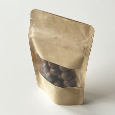Standup pouches brown kraft window 130x70x225 mm 50-pack