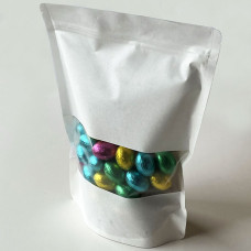 Standup pouches white window 130x70x225 mm 100-pack